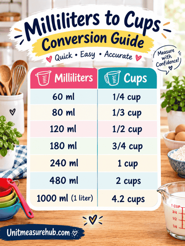 Milliliters to Cups Conversion