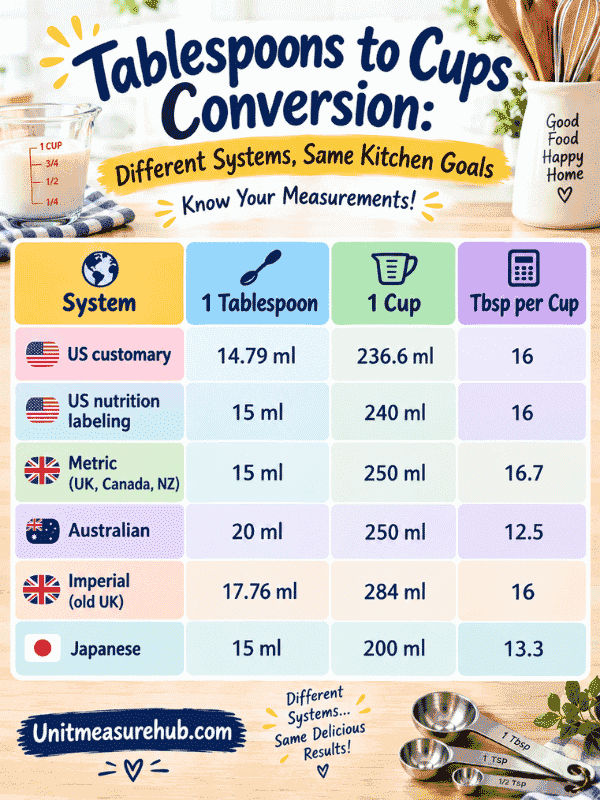 US Tablespoons to Cups Conversion Guide